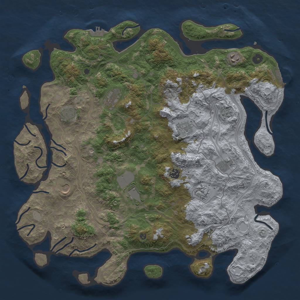 Rust Map: Procedural Map, Size: 4500, Seed: 7669, 19 Monuments