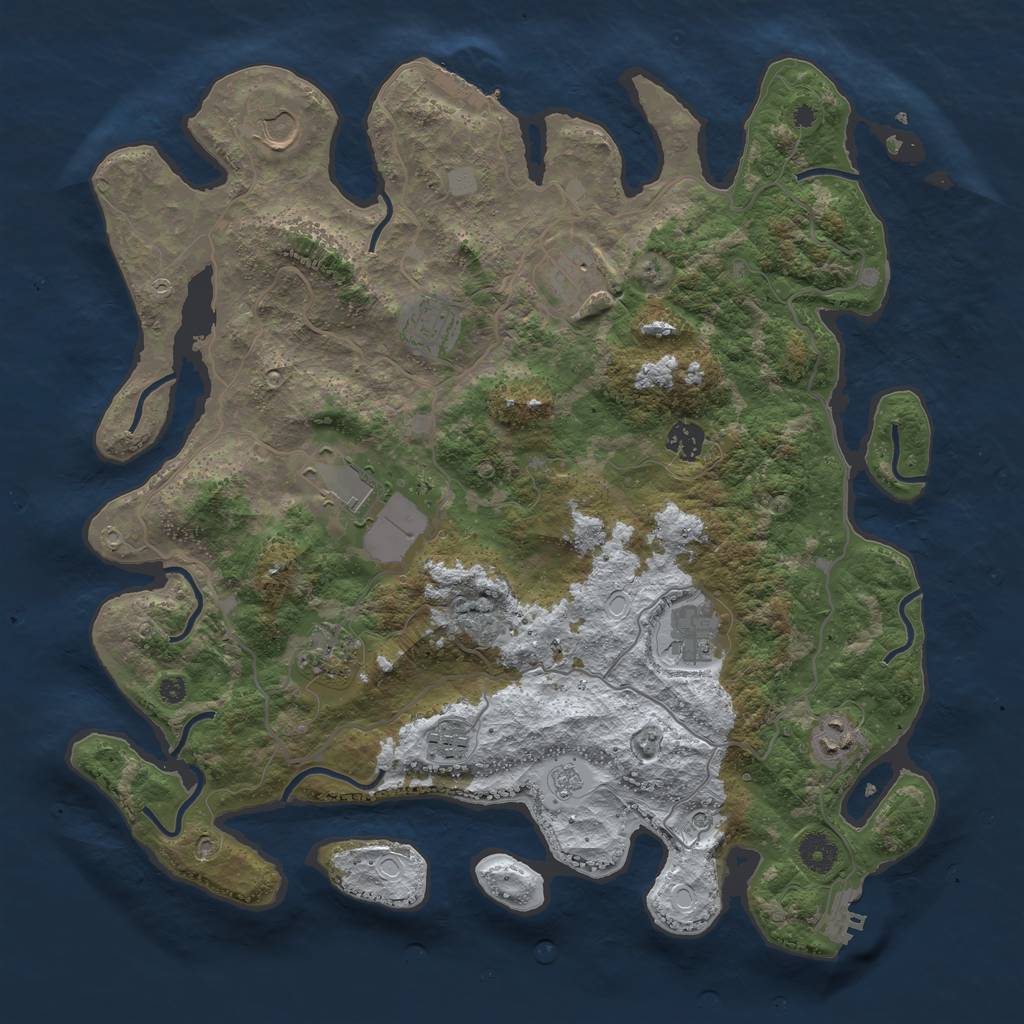 Rust Map: Procedural Map, Size: 4000, Seed: 4158673, 18 Monuments