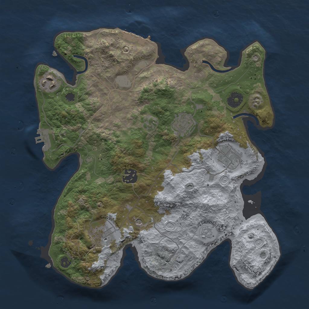 Rust Map: Procedural Map, Size: 3000, Seed: 1958181058, 12 Monuments