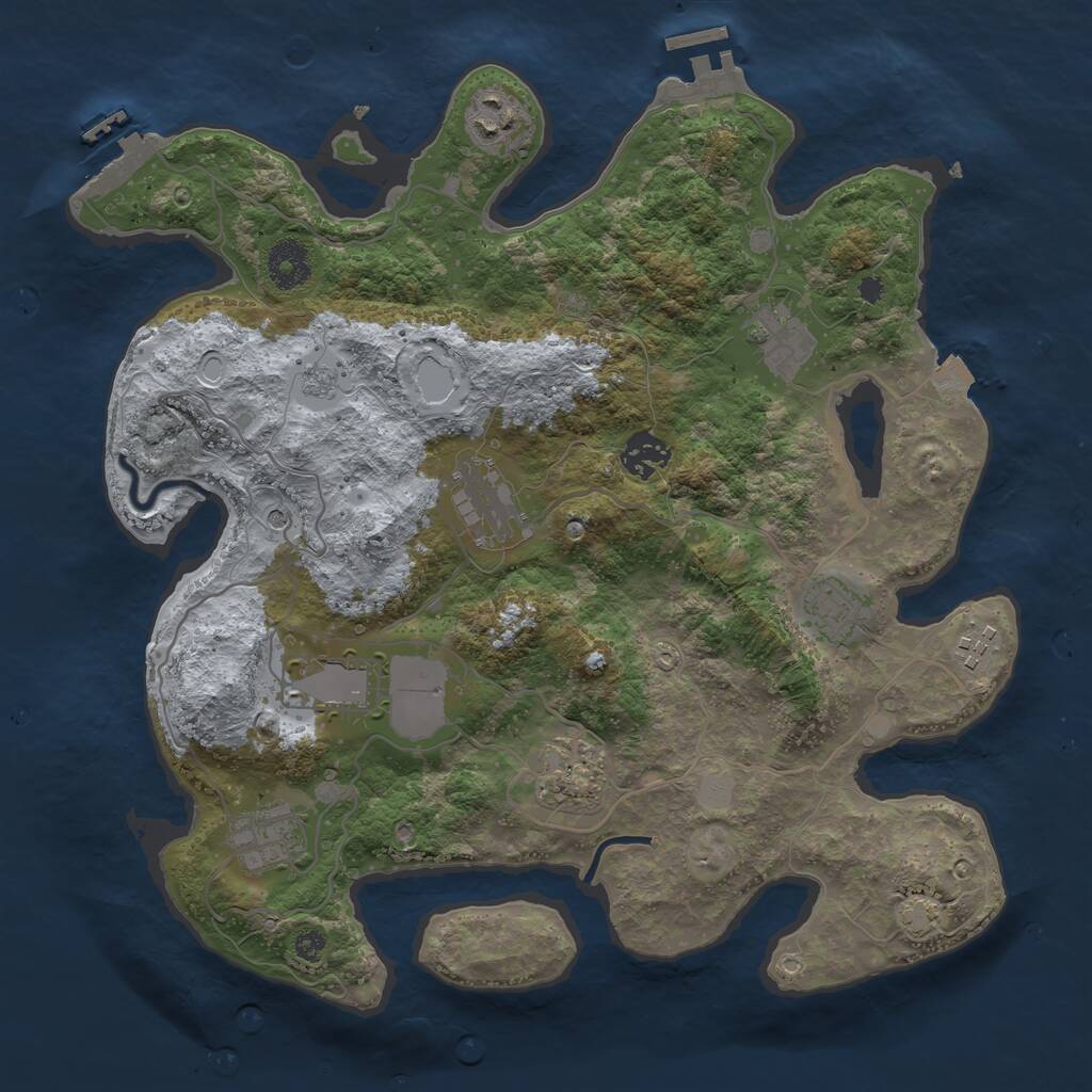 Rust Map: Procedural Map, Size: 3500, Seed: 22068127, 15 Monuments