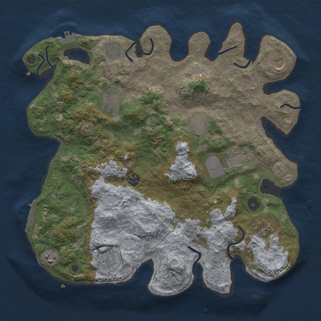 Rust Map: Procedural Map, Size: 3850, Seed: 1125251582, 19 Monuments