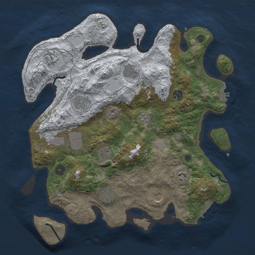 Rust Map: Procedural Map, Size: 3700, Seed: 1324286523, 19 Monuments