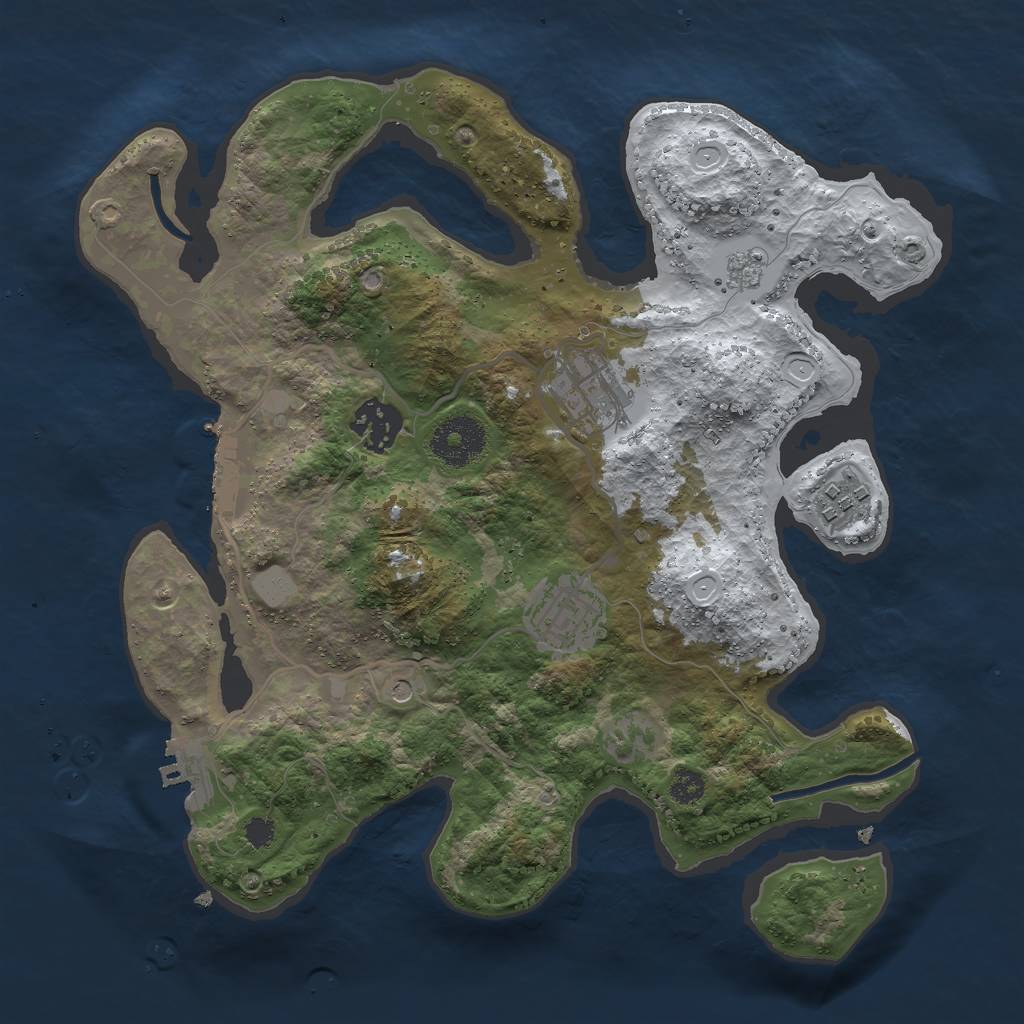 Rust Map: Procedural Map, Size: 3000, Seed: 1254923743, 13 Monuments