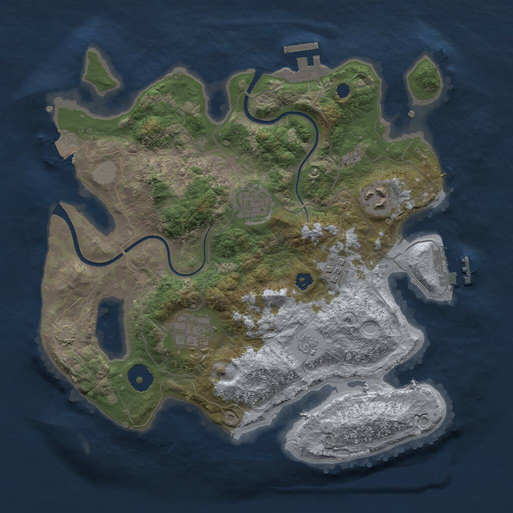 Rust Map: Procedural Map, Size: 3000, Seed: 575561598, 9 Monuments