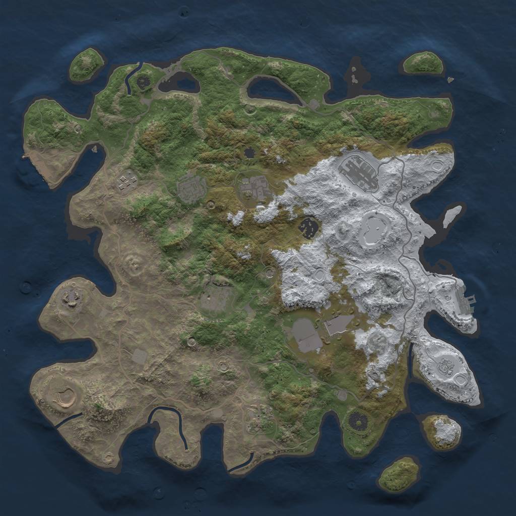 Rust Map: Procedural Map, Size: 4000, Seed: 797323265, 19 Monuments