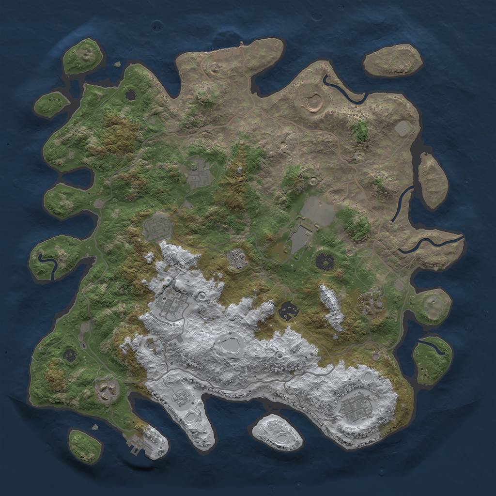 Rust Map: Procedural Map, Size: 4000, Seed: 60796076, 19 Monuments