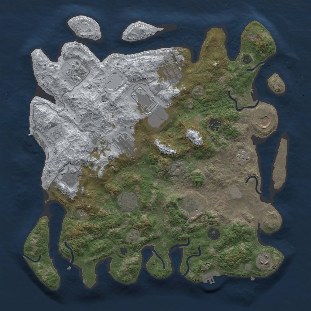 Rust Map: Procedural Map, Size: 3800, Seed: 21474, 20 Monuments