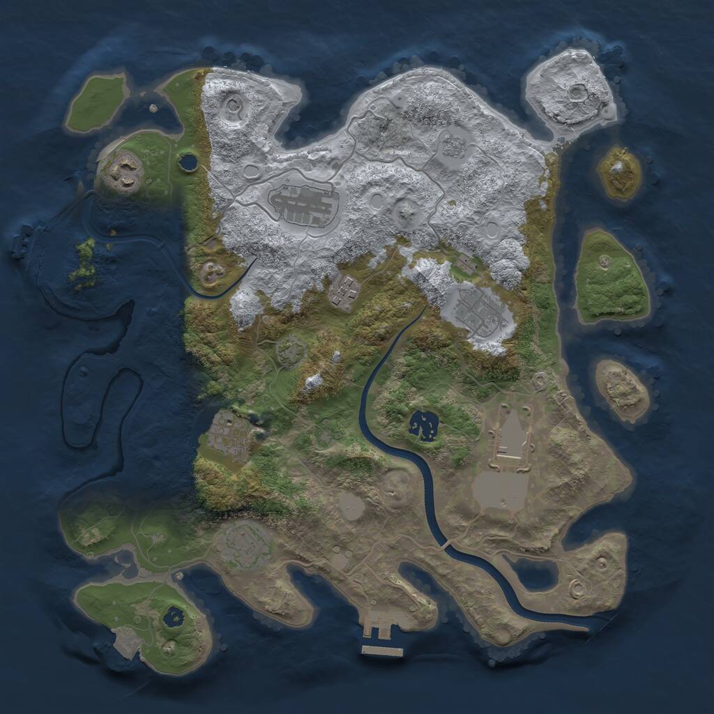 Rust Map: Procedural Map, Size: 3500, Seed: 265553389, 14 Monuments