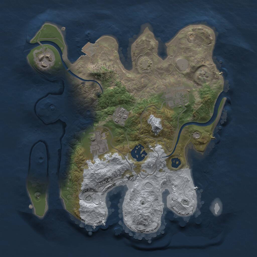 Rust Map: Procedural Map, Size: 2500, Seed: 1315, 8 Monuments