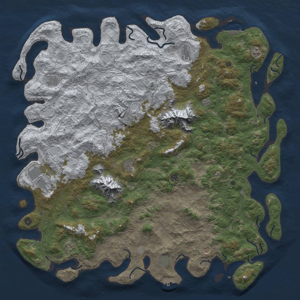 Rust Map: Procedural Map, Size: 6000, Seed: 590359401, 20 Monuments