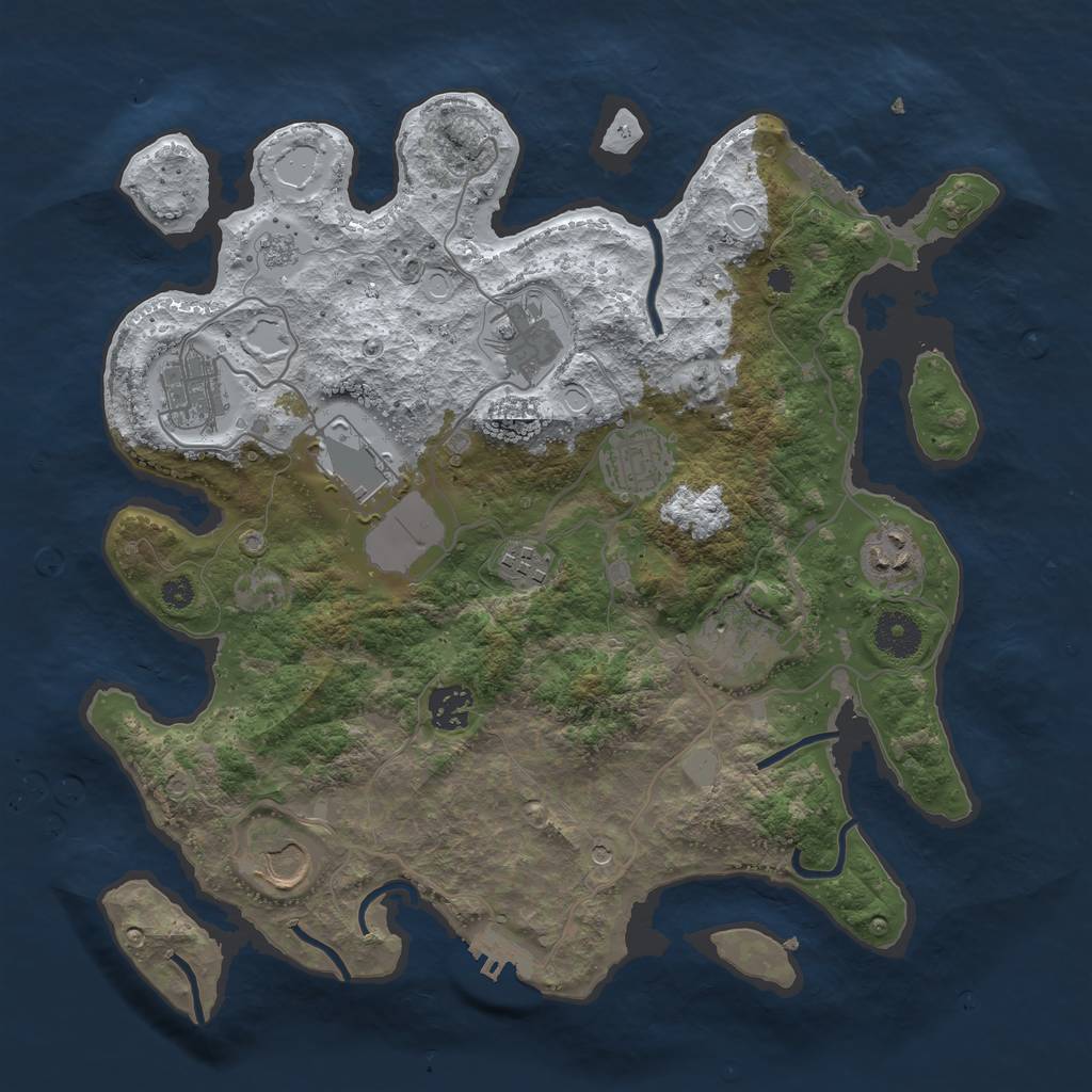 Rust Map: Procedural Map, Size: 3550, Seed: 883540, 18 Monuments