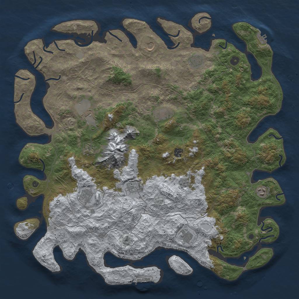 Rust Map: Procedural Map, Size: 5000, Seed: 73927, 20 Monuments