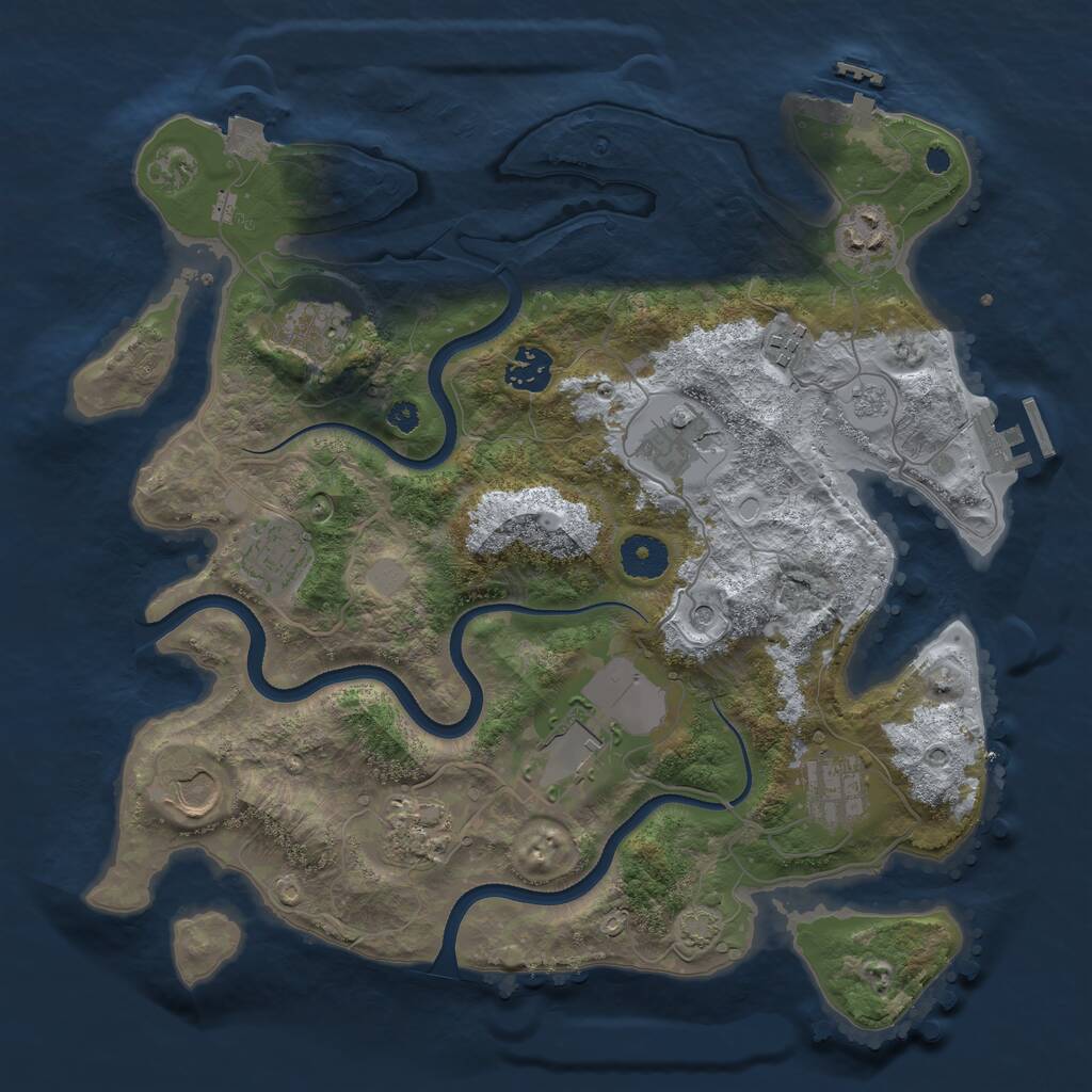 Rust Map: Procedural Map, Size: 3550, Seed: 624164, 16 Monuments