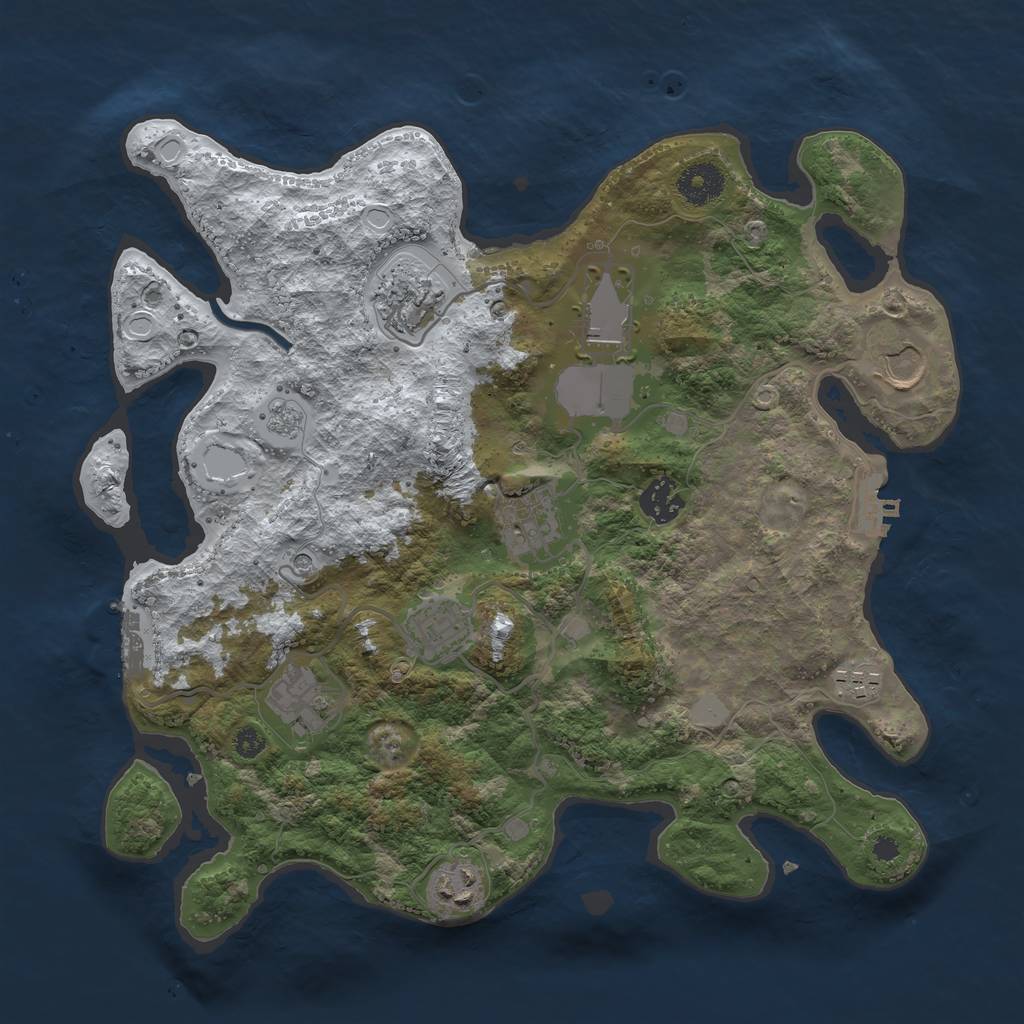 Rust Map: Procedural Map, Size: 3500, Seed: 5762179, 18 Monuments
