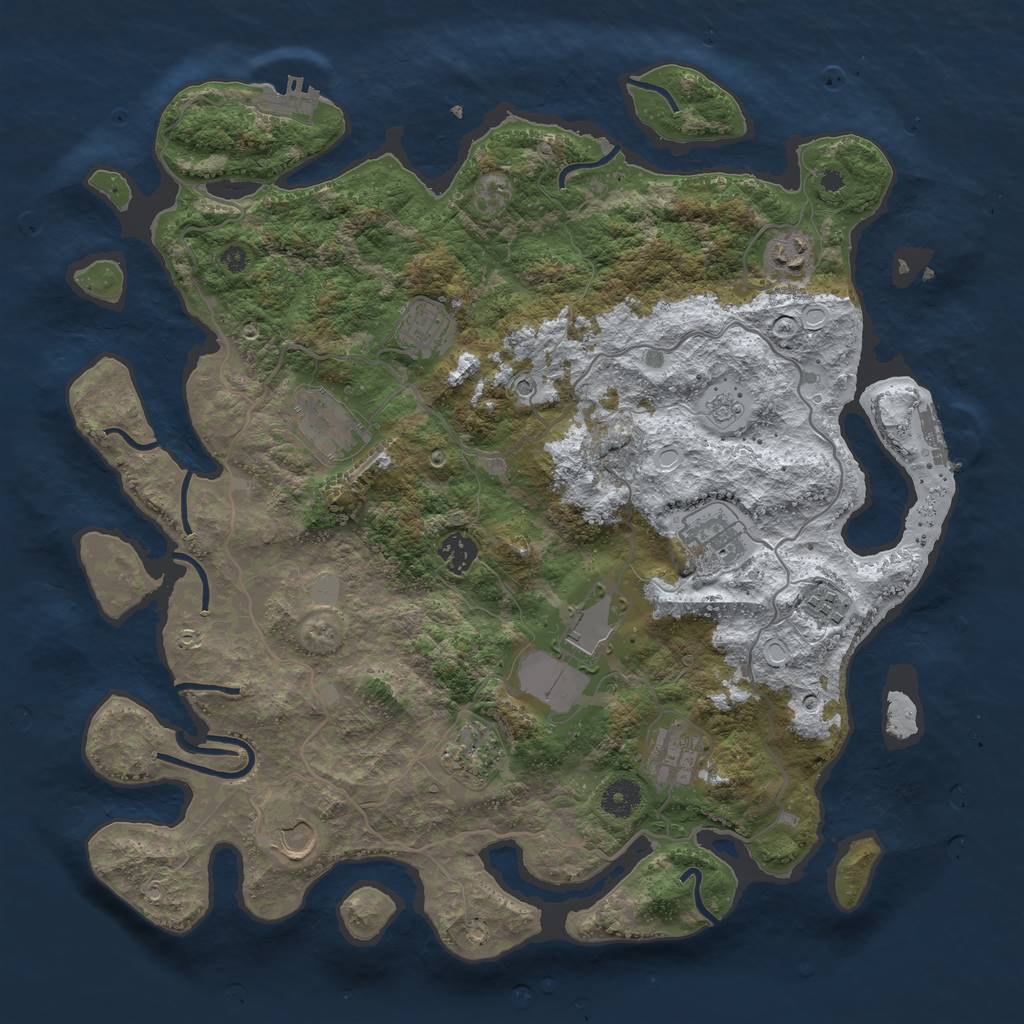 Rust Map: Procedural Map, Size: 4000, Seed: 9875, 19 Monuments