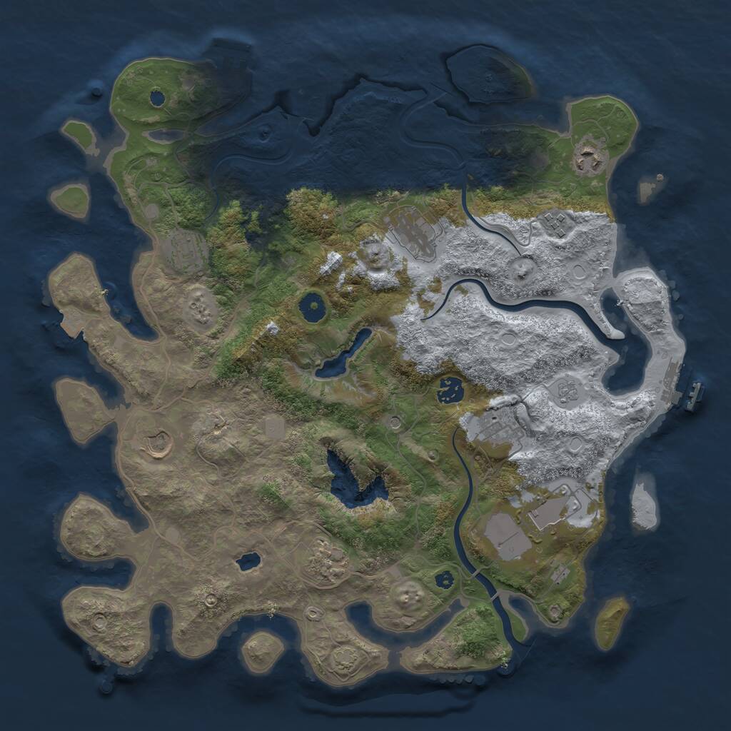 Rust Map: Procedural Map, Size: 4000, Seed: 9875, 15 Monuments