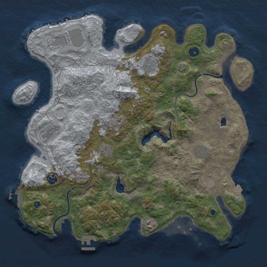 Rust Map: Procedural Map, Size: 4000, Seed: 1143584140, 14 Monuments