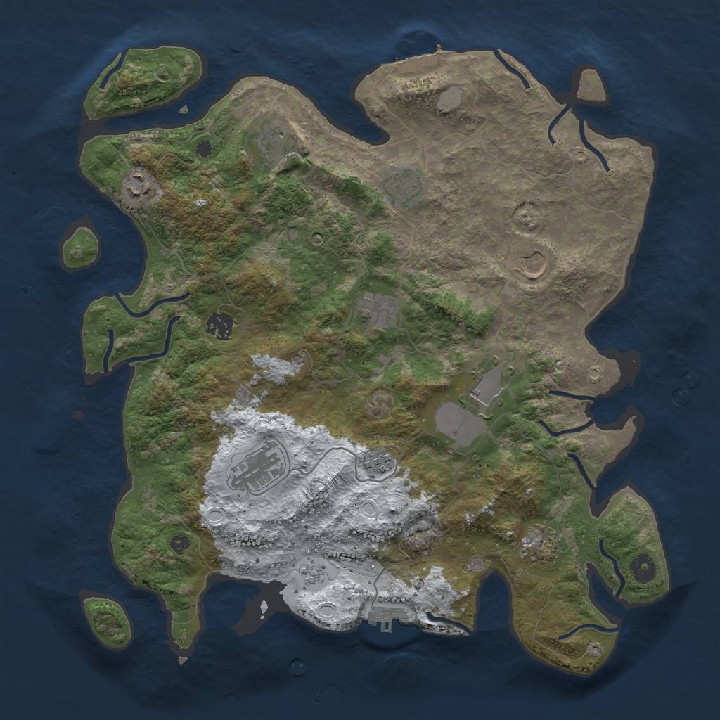 Rust Map: Procedural Map, Size: 3950, Seed: 2010833578, 19 Monuments