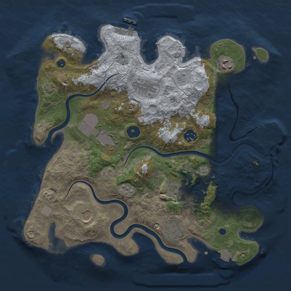 Rust Map: Procedural Map, Size: 3500, Seed: 44345274, 14 Monuments