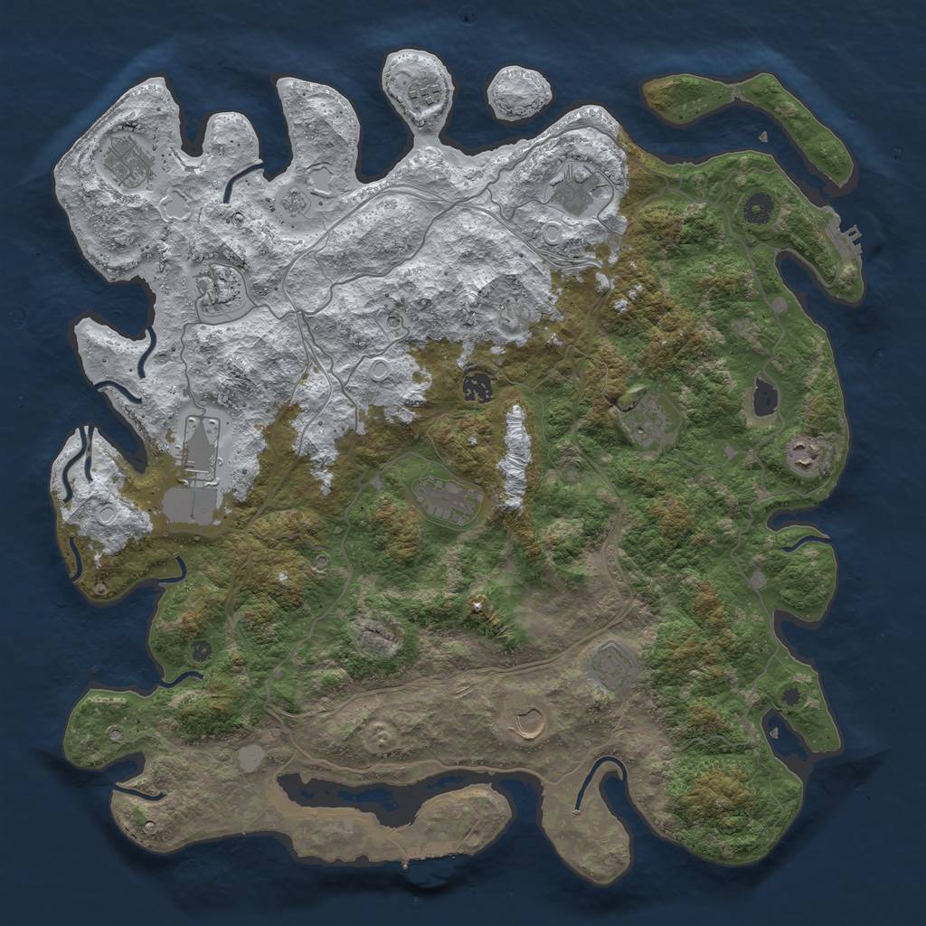 Rust Map: Procedural Map, Size: 4500, Seed: 63530078, 20 Monuments