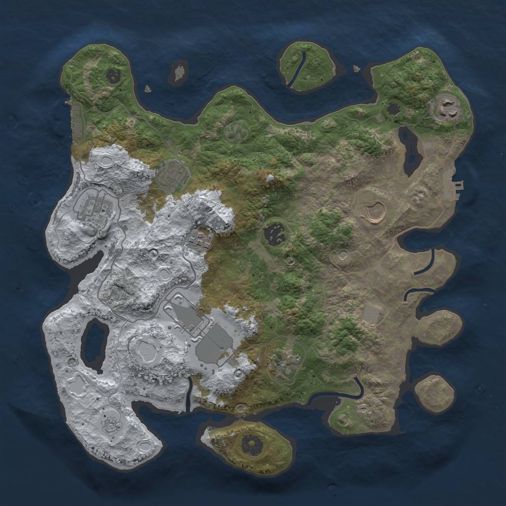 Rust Map: Procedural Map, Size: 3500, Seed: 614214, 17 Monuments