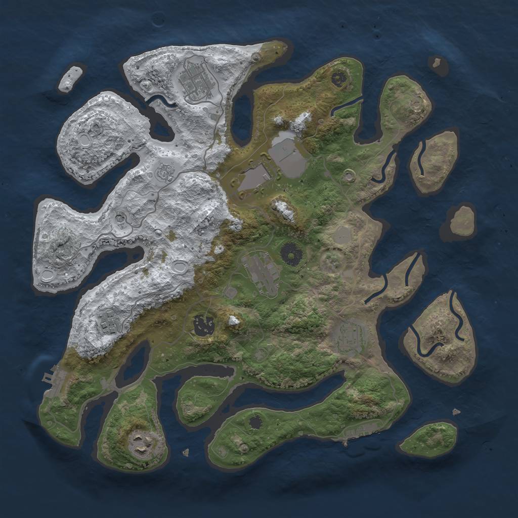 Rust Map: Procedural Map, Size: 3500, Seed: 271089, 16 Monuments