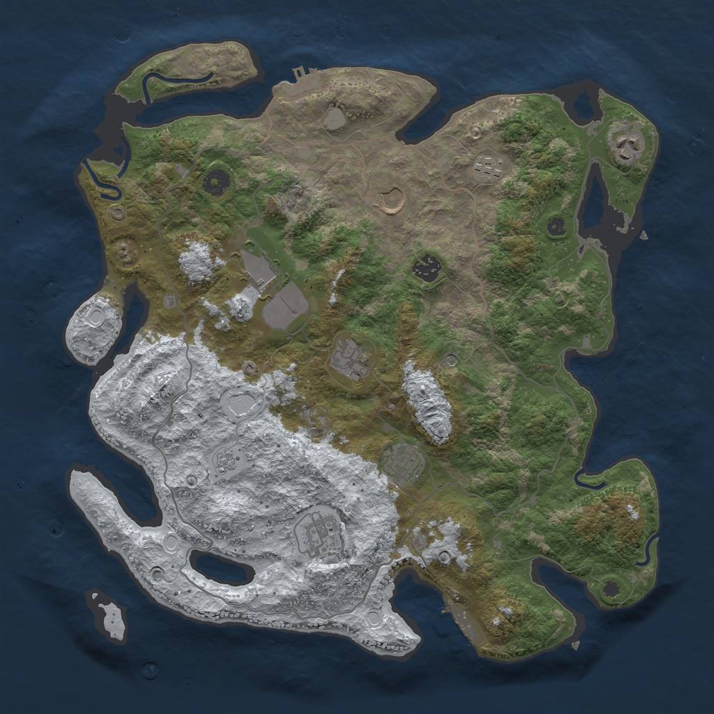 Rust Map: Procedural Map, Size: 4000, Seed: 101, 17 Monuments