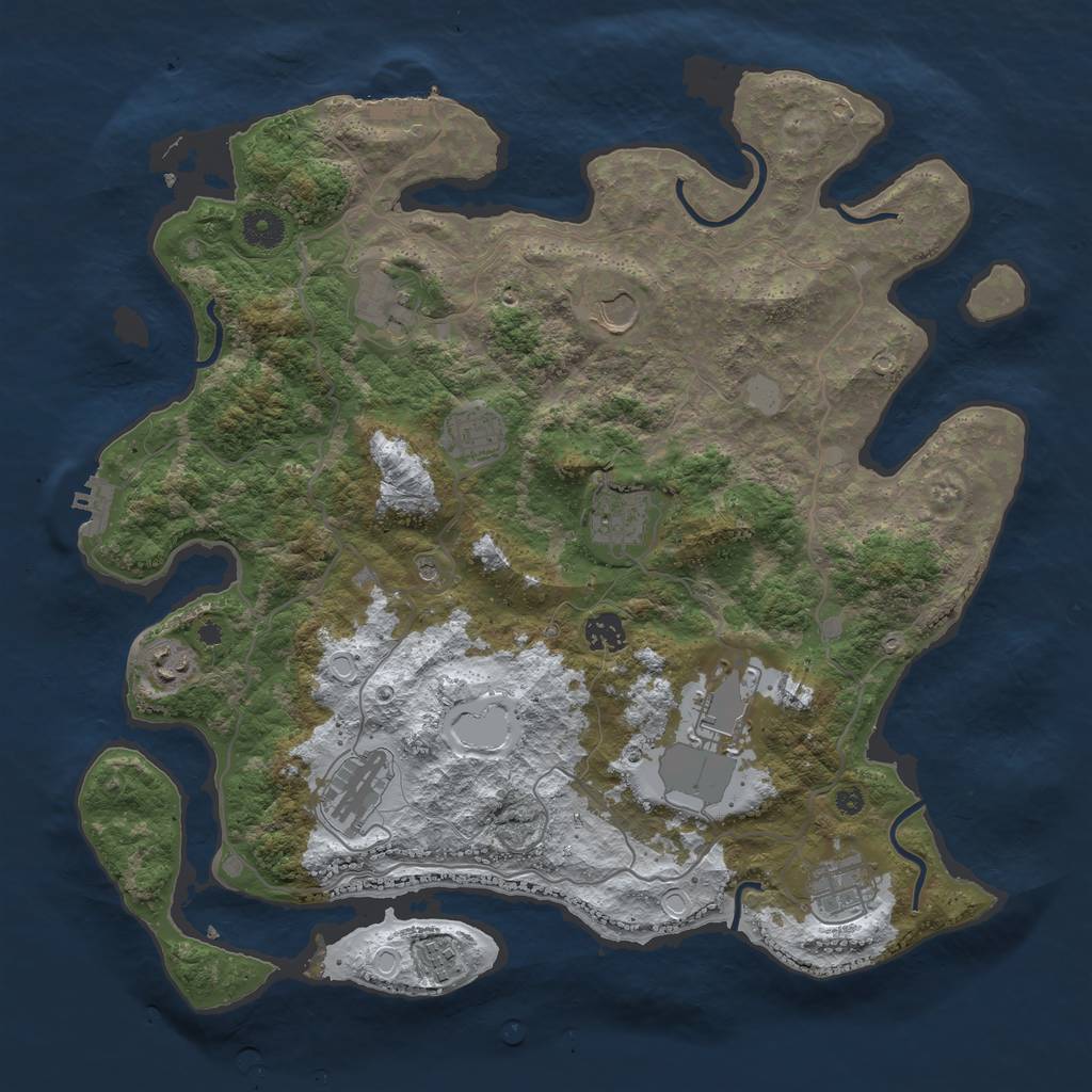 Rust Map: Procedural Map, Size: 4000, Seed: 786725, 18 Monuments
