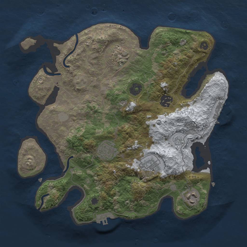 Rust Map: Procedural Map, Size: 3000, Seed: 123225, 14 Monuments