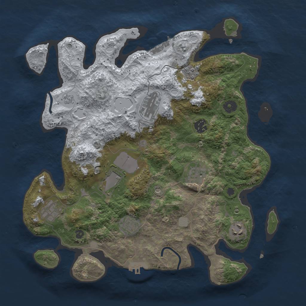 Rust Map: Procedural Map, Size: 3500, Seed: 15426532, 17 Monuments