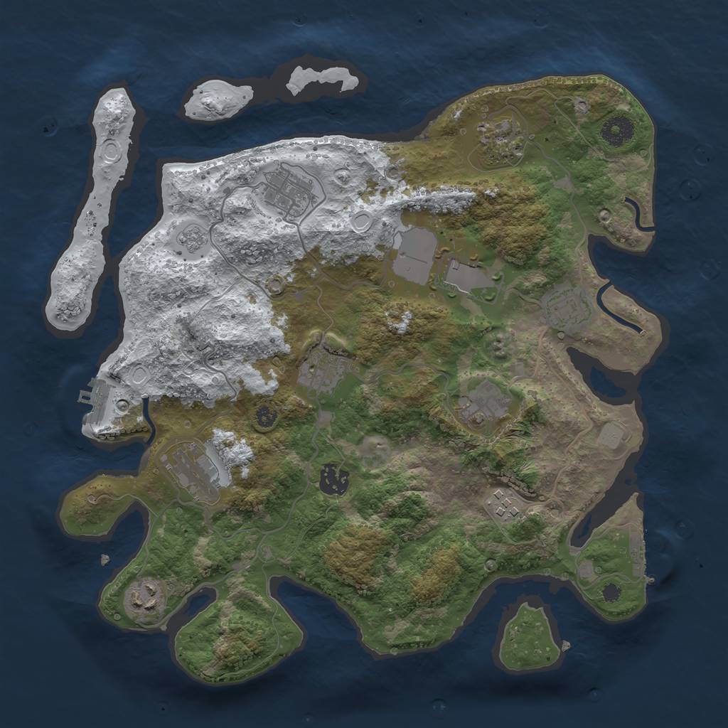 Rust Map: Procedural Map, Size: 3510, Seed: 1951746, 18 Monuments