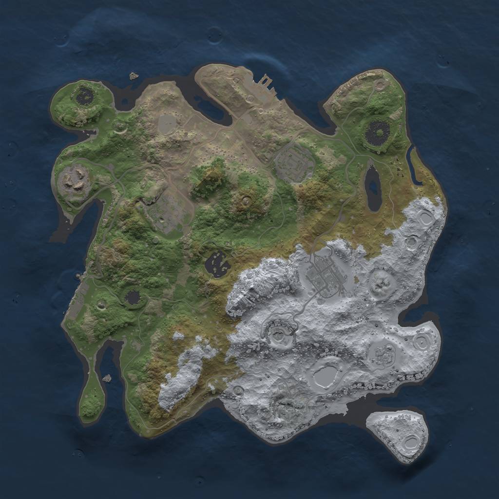 Rust Map: Procedural Map, Size: 3000, Seed: 355290010, 14 Monuments