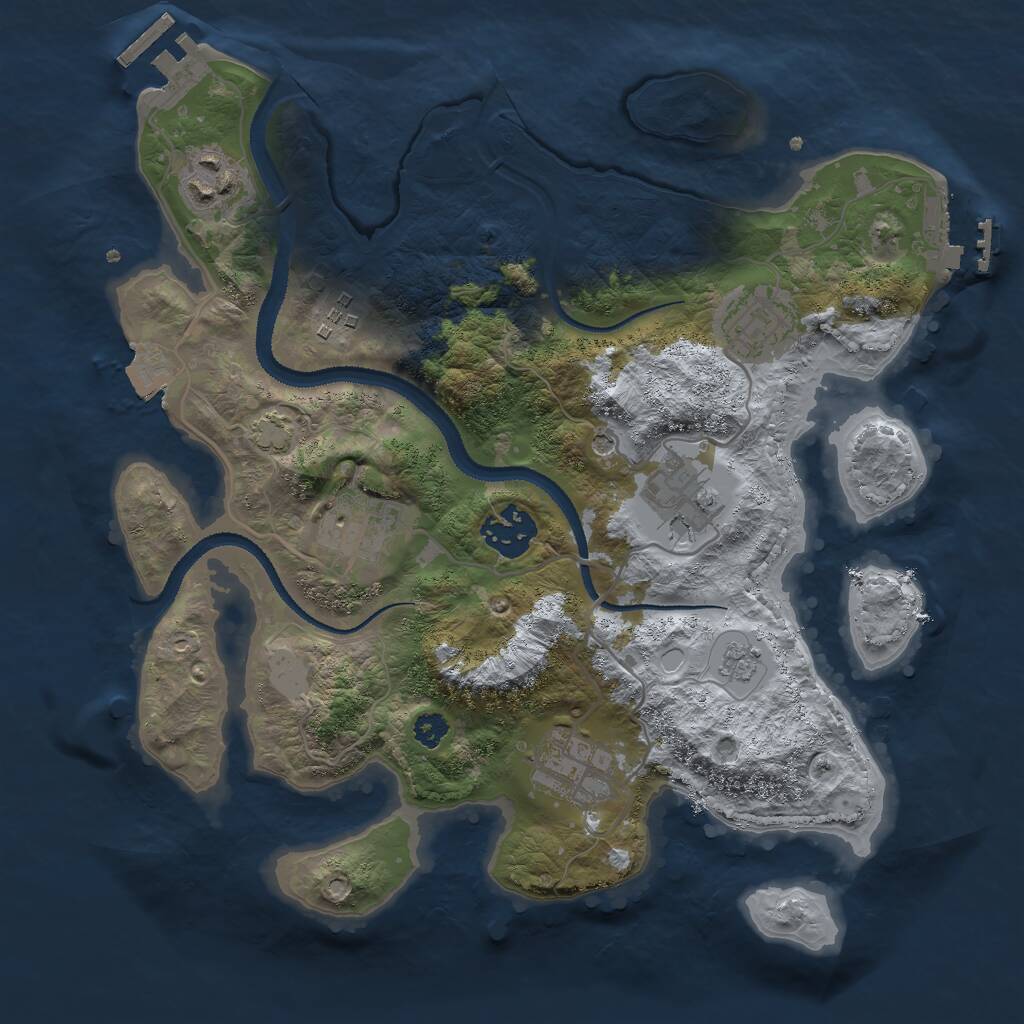 Rust Map: Procedural Map, Size: 3000, Seed: 624096666, 13 Monuments