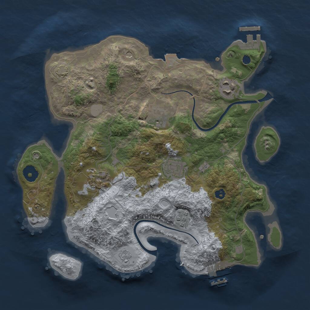 Rust Map: Procedural Map, Size: 3000, Seed: 2123953001, 11 Monuments