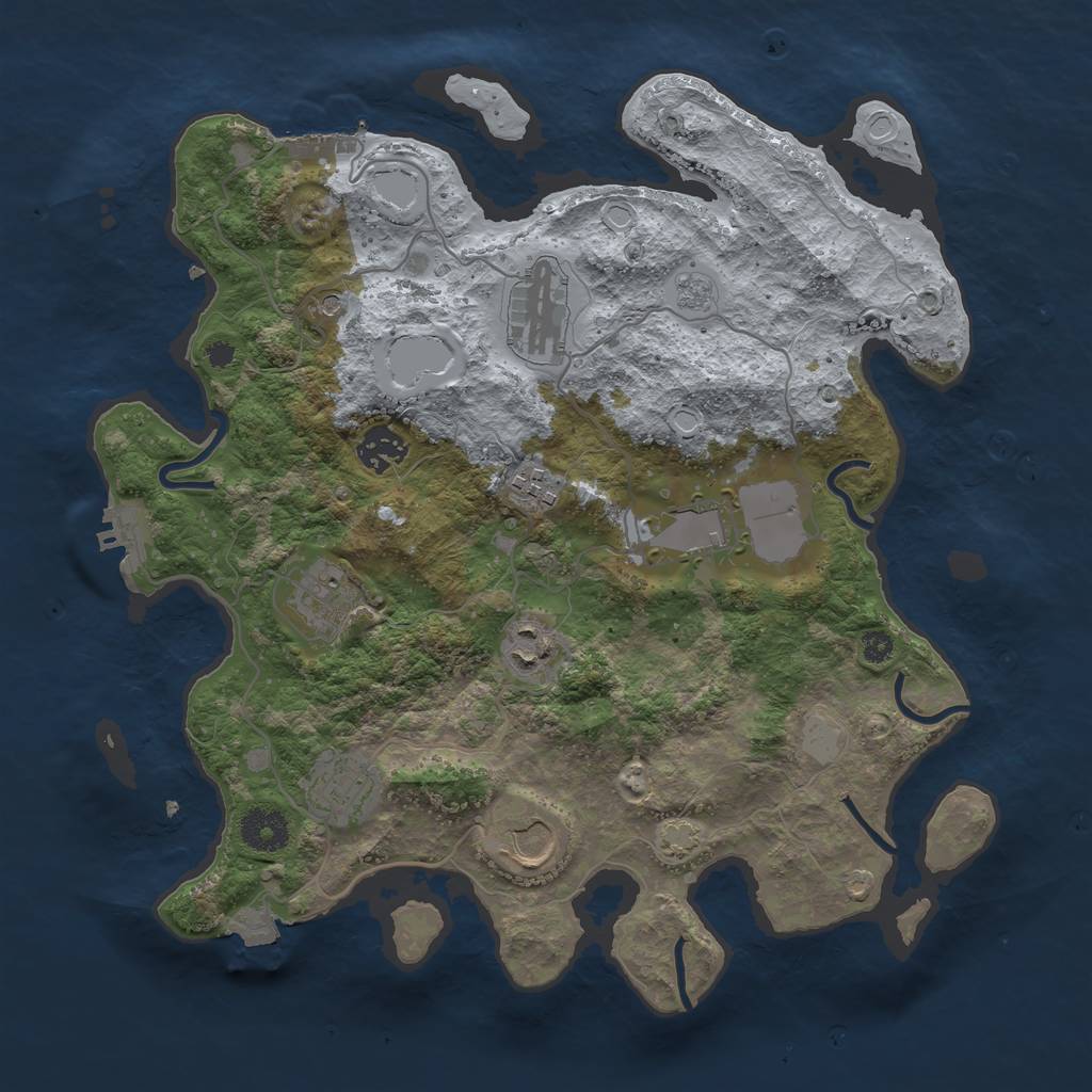 Rust Map: Procedural Map, Size: 3500, Seed: 43452435, 16 Monuments