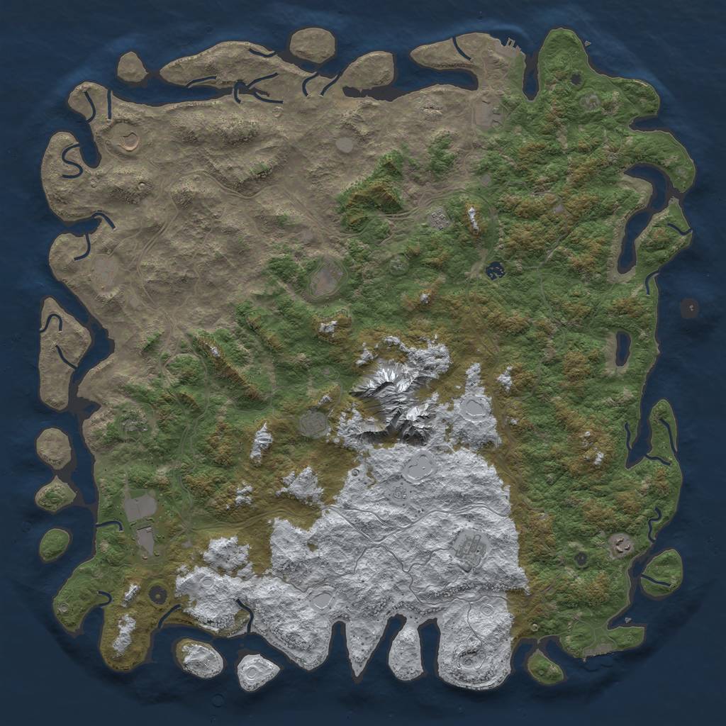 Rust Map: Procedural Map, Size: 6000, Seed: 869700949, 20 Monuments