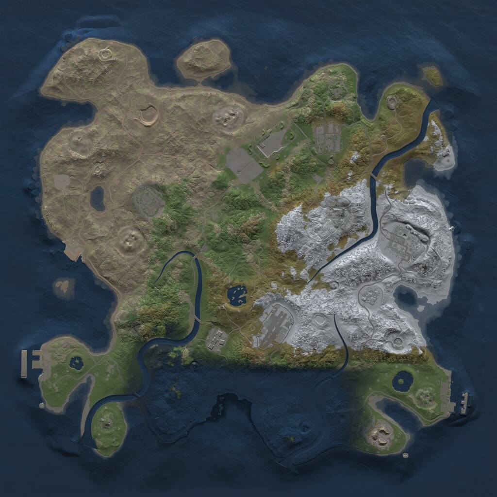 Rust Map: Procedural Map, Size: 3600, Seed: 1425124484, 15 Monuments