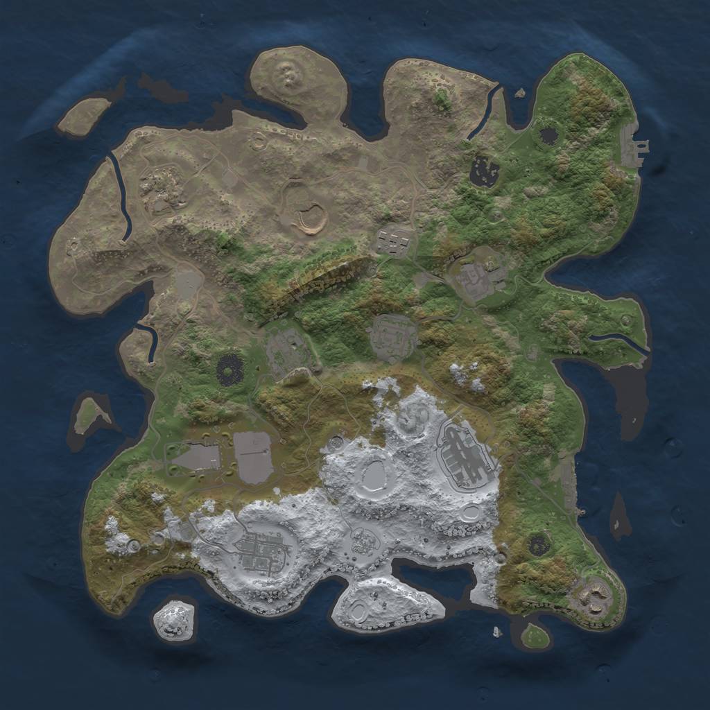 Rust Map: Procedural Map, Size: 3500, Seed: 2059, 20 Monuments