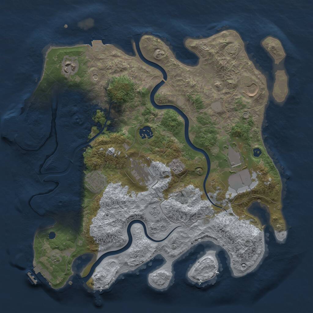 Rust Map: Procedural Map, Size: 3550, Seed: 77283328, 13 Monuments