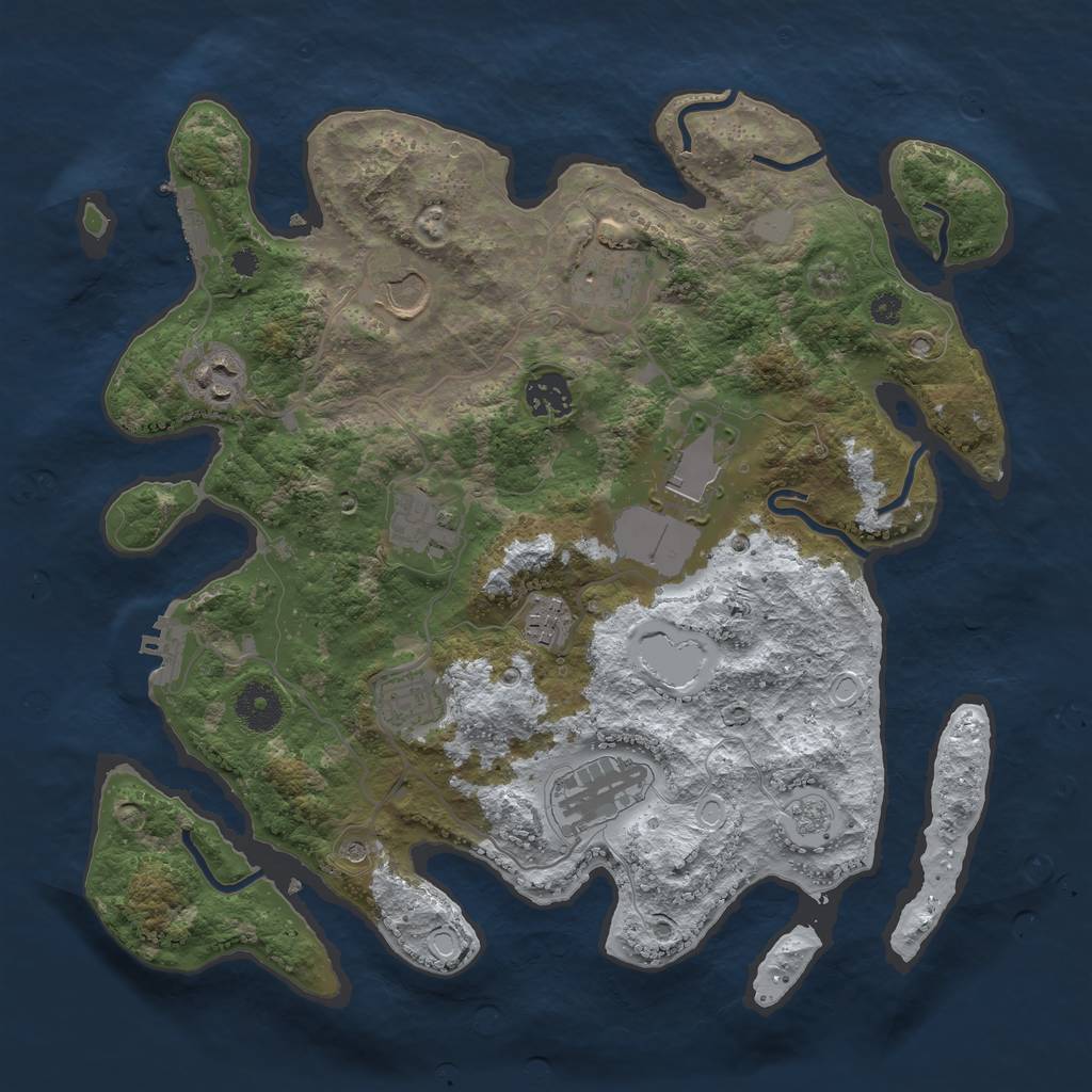 Rust Map: Procedural Map, Size: 3500, Seed: 724, 18 Monuments