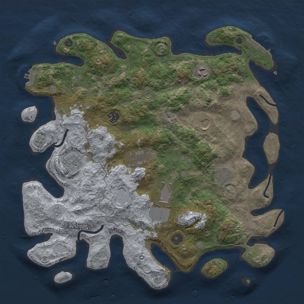 Rust Map: Procedural Map, Size: 4000, Seed: 2147432, 17 Monuments