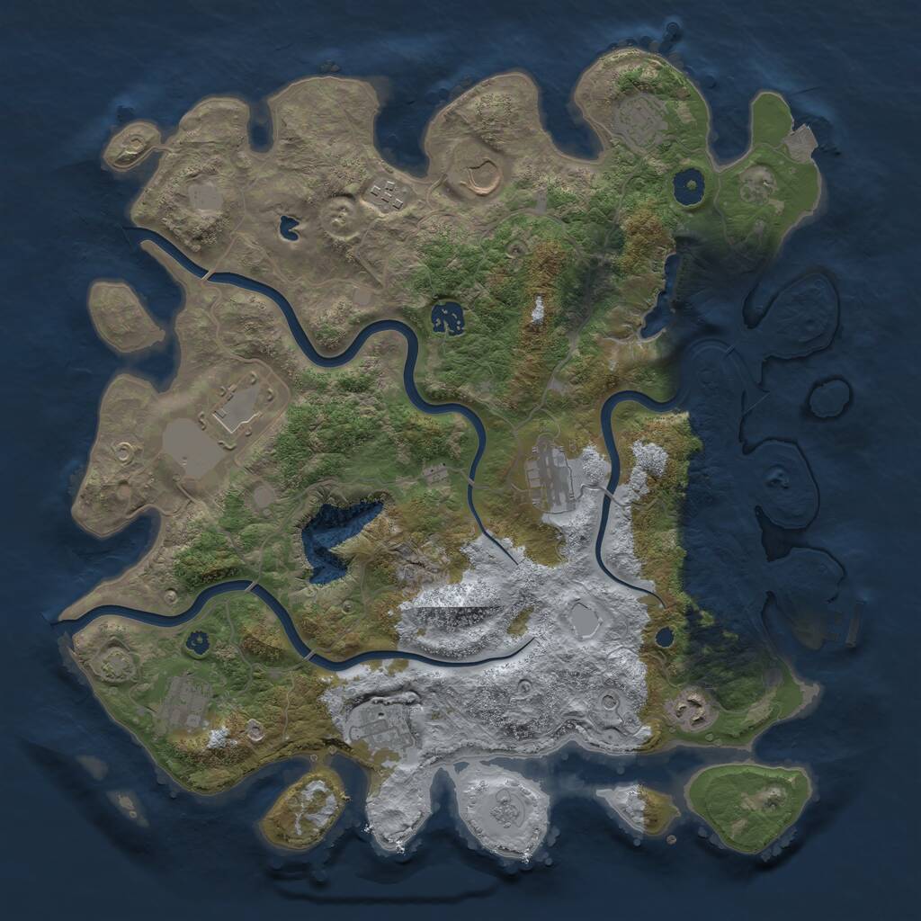 Rust Map: Procedural Map, Size: 4000, Seed: 1097361581, 14 Monuments
