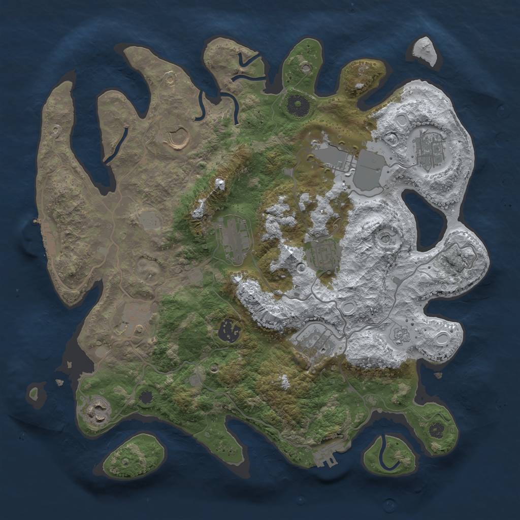 Rust Map: Procedural Map, Size: 3500, Seed: 1367853345, 18 Monuments