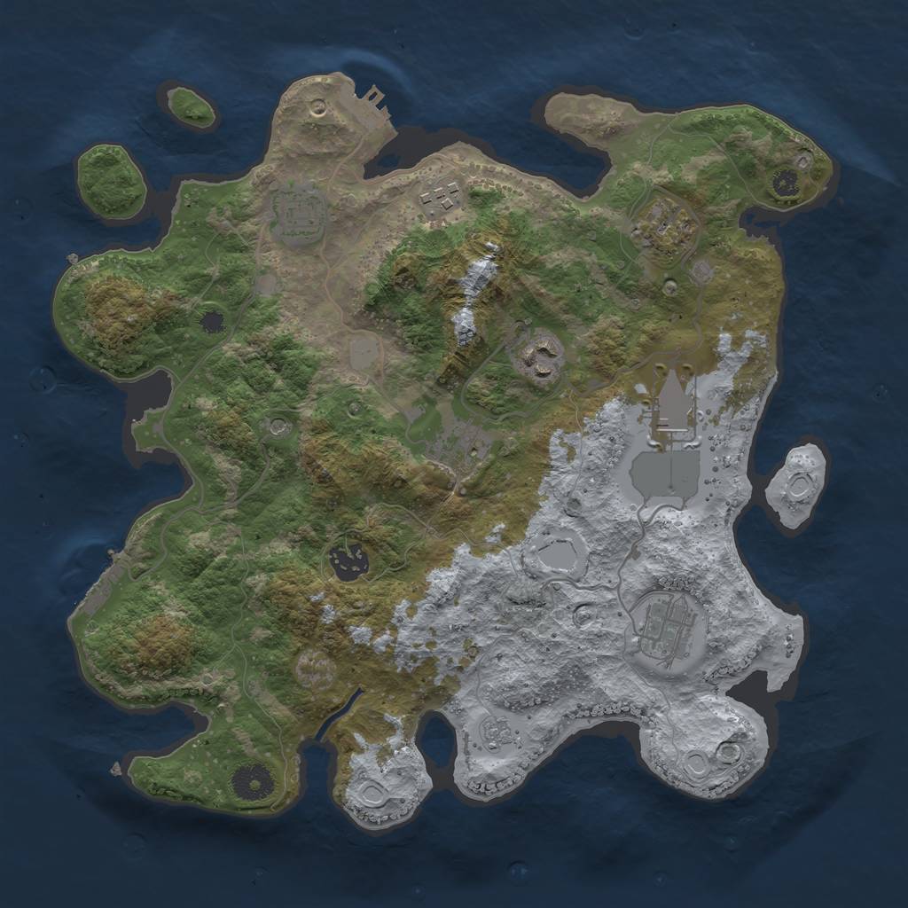 Rust Map: Procedural Map, Size: 3500, Seed: 3000237, 17 Monuments