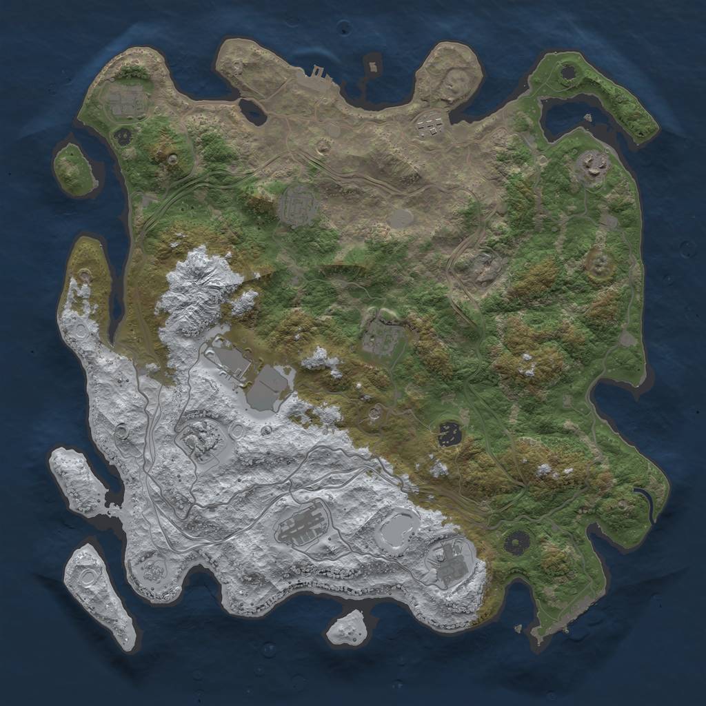 Rust Map: Procedural Map, Size: 4250, Seed: 1735777884, 19 Monuments