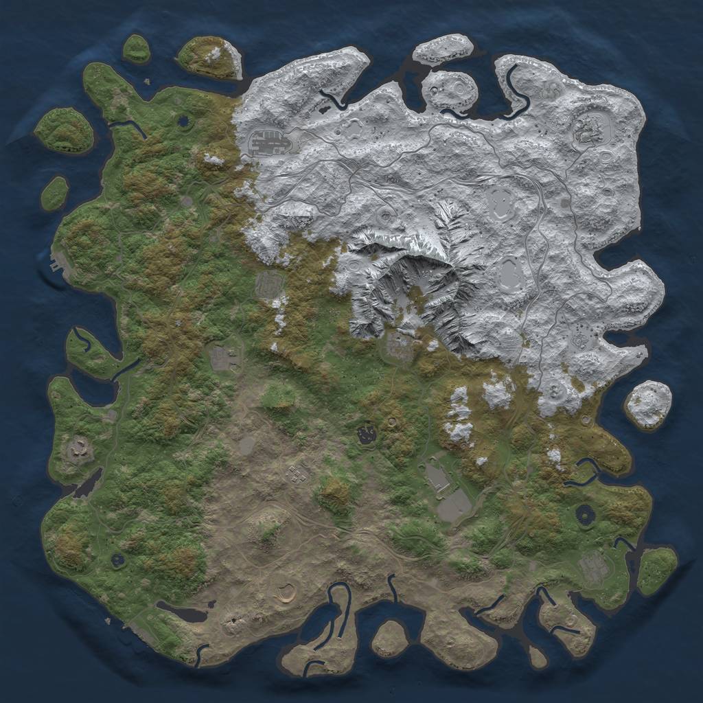 Rust Map: Procedural Map, Size: 5500, Seed: 436283107, 20 Monuments