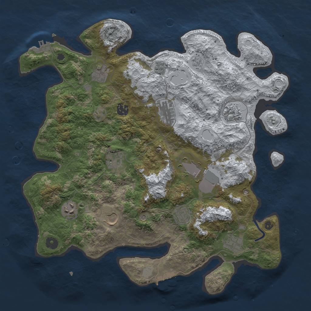 Rust Map: Procedural Map, Size: 3800, Seed: 35, 20 Monuments