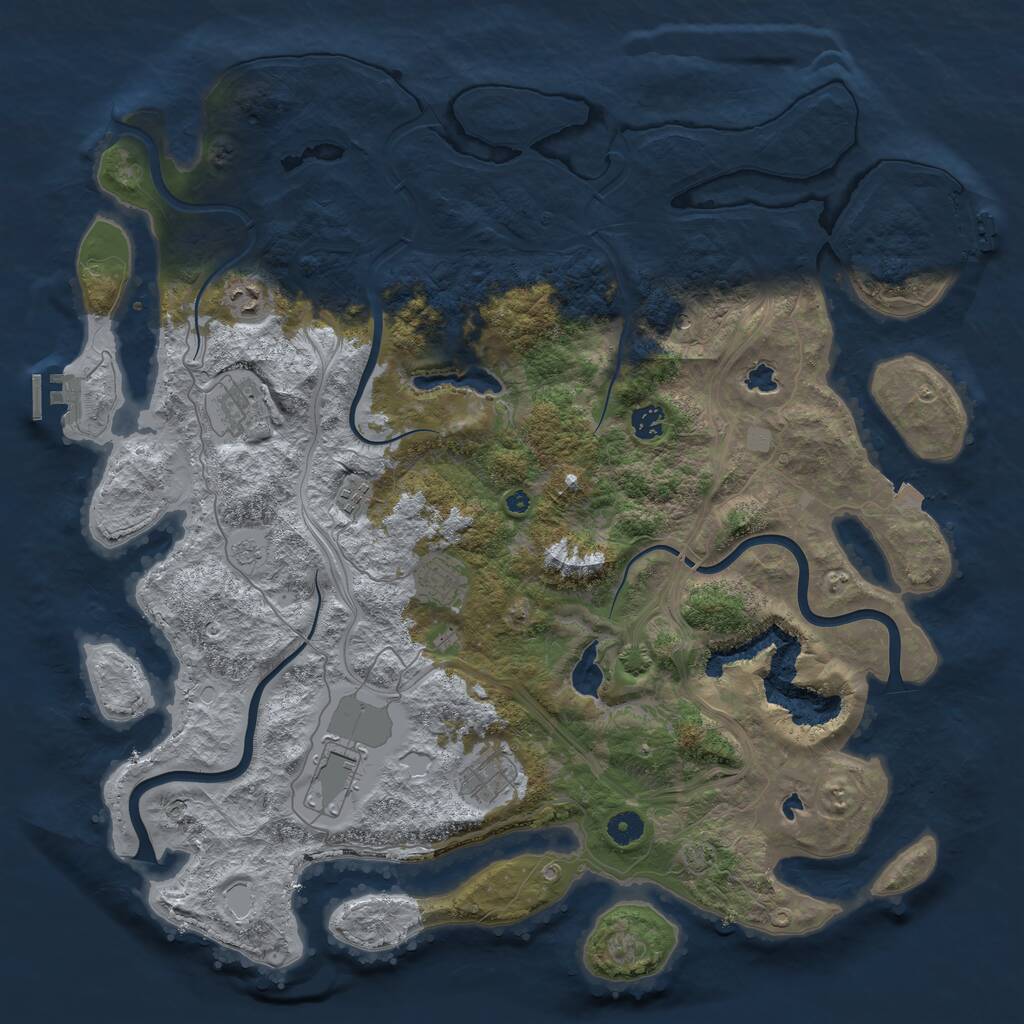 Rust Map: Procedural Map, Size: 4500, Seed: 1642197437, 13 Monuments