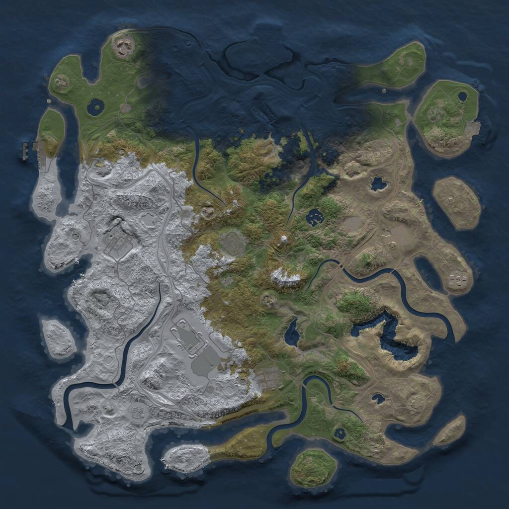 Rust Map: Procedural Map, Size: 4500, Seed: 1642197437, 14 Monuments