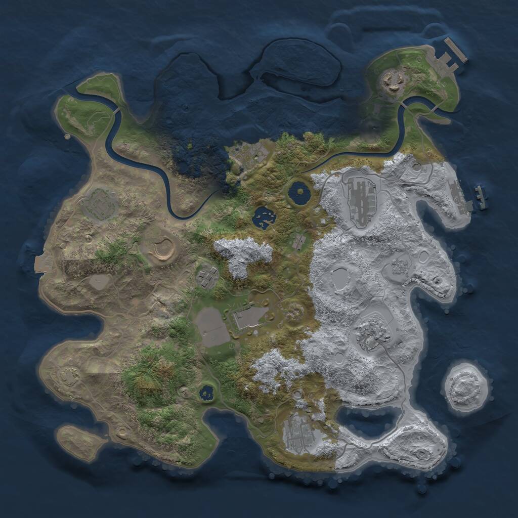 Rust Map: Procedural Map, Size: 3500, Seed: 1074362728, 16 Monuments